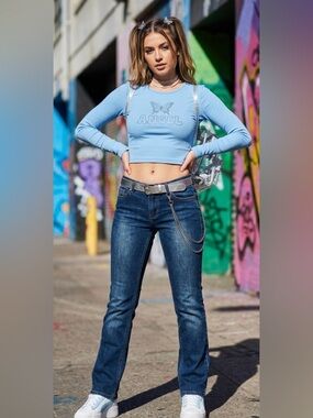 BUFFALO MISHA straight leg Mid-Rise Dark Blue Wash Straight Leg Jeans Size 29